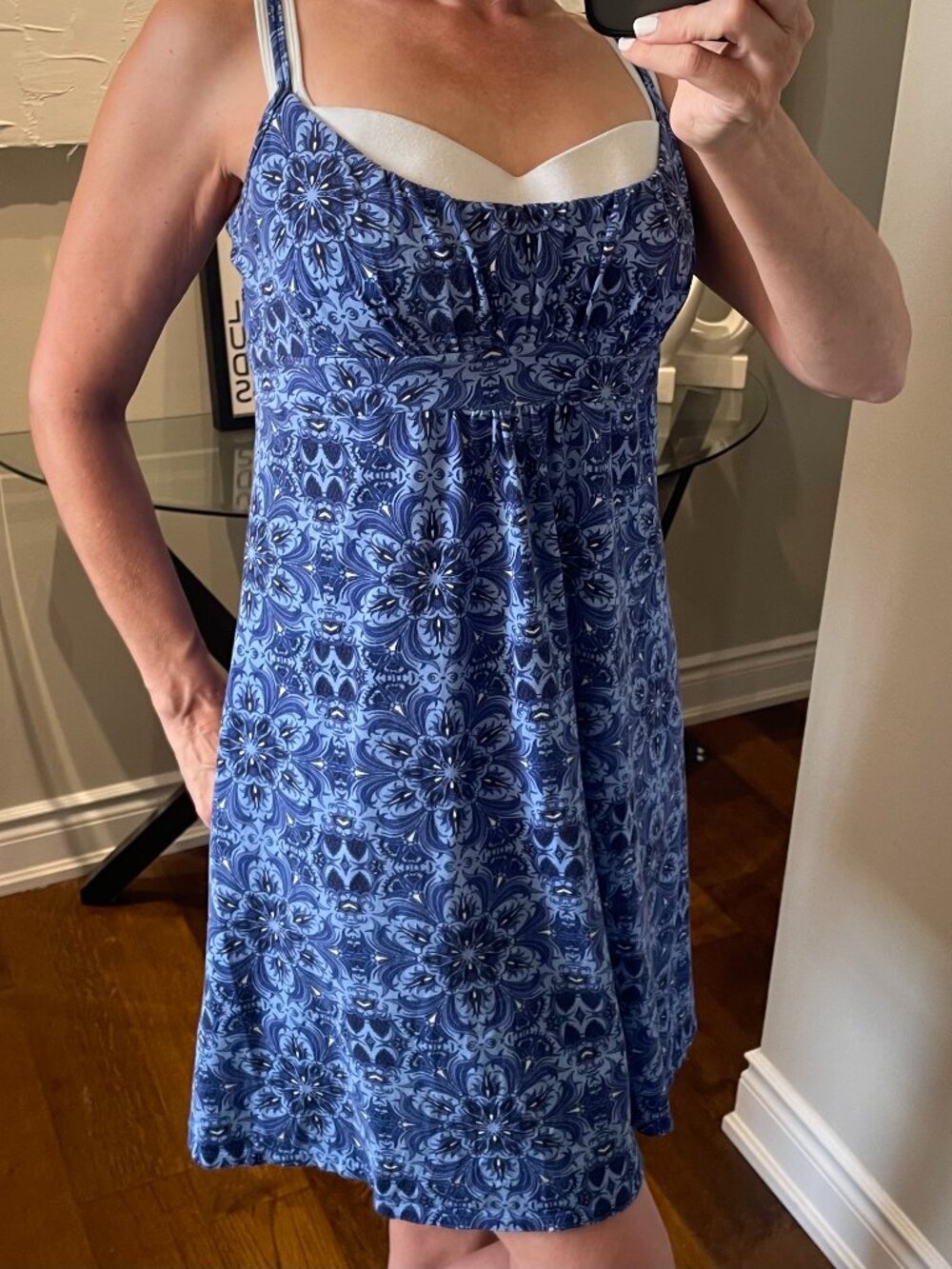 Denver Hayes Built-In Bra Cami Sundress | Blue Mandala Print | Size L